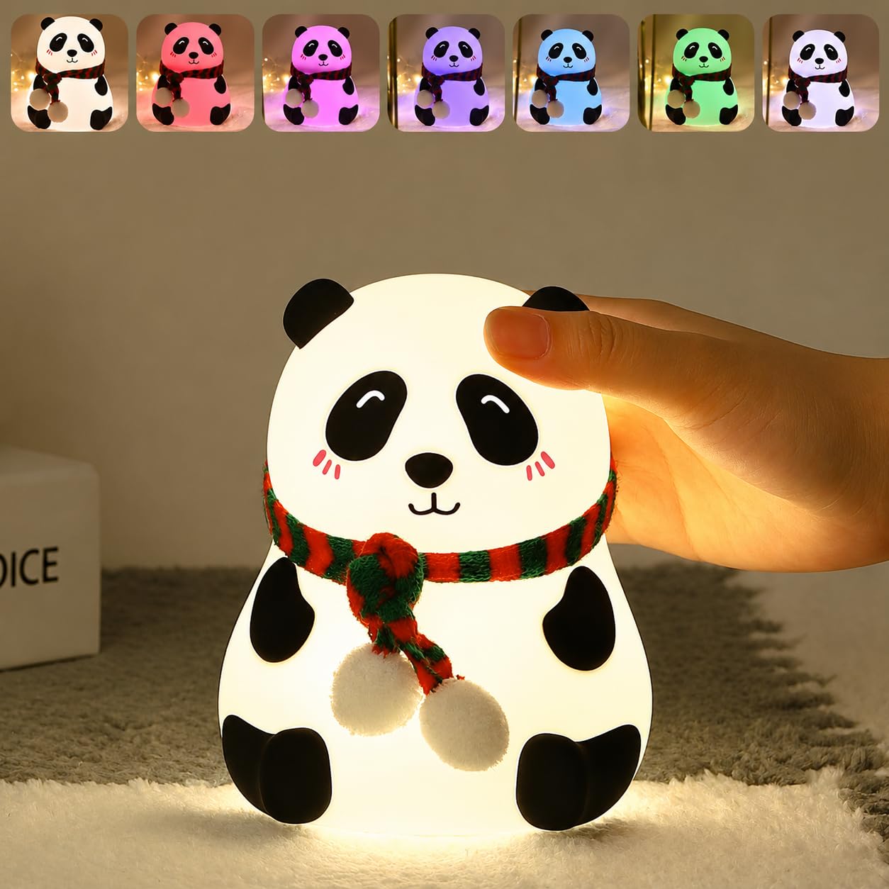 Panda 7-Color LED Silicone Touch Lamp with Rechargeable Night light