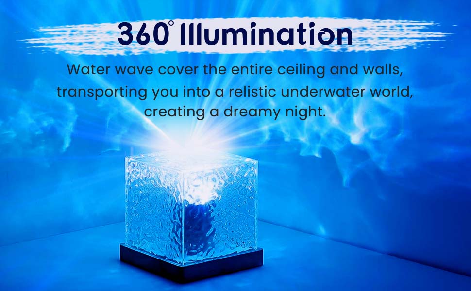 Projector Lights Ocean Wave, 3D Water Effect LED Night Light, Crystal Table Lamp With Remote 16 in 1 Dynamic Ocean Projector