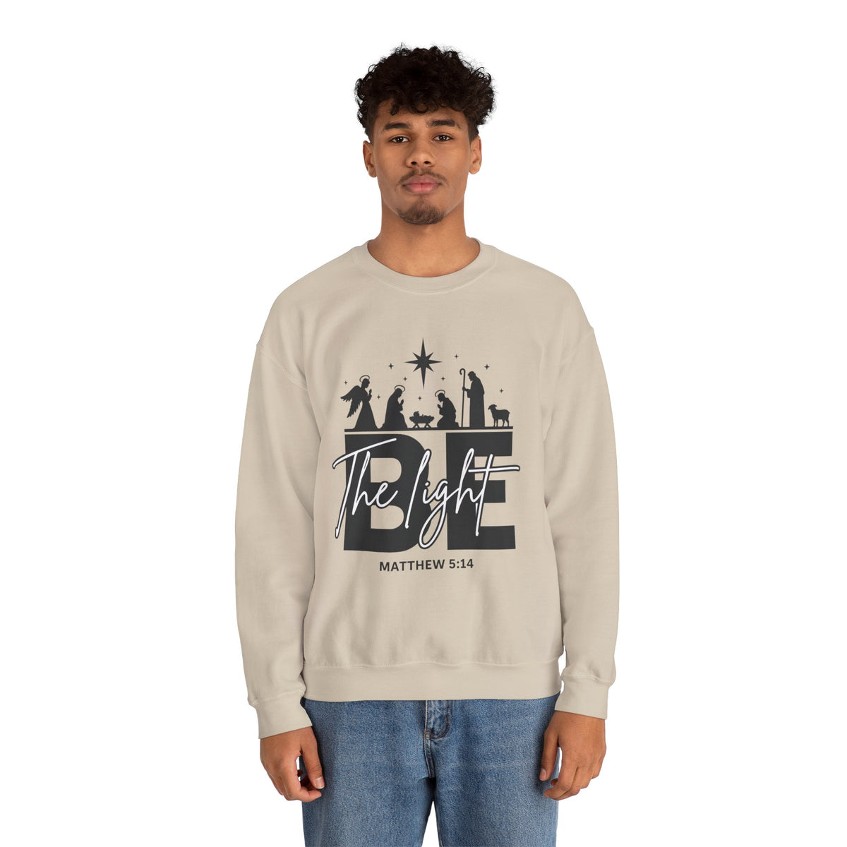 The Light Matthew 5:14 Christian Christmas Crewneck Sweatshirt