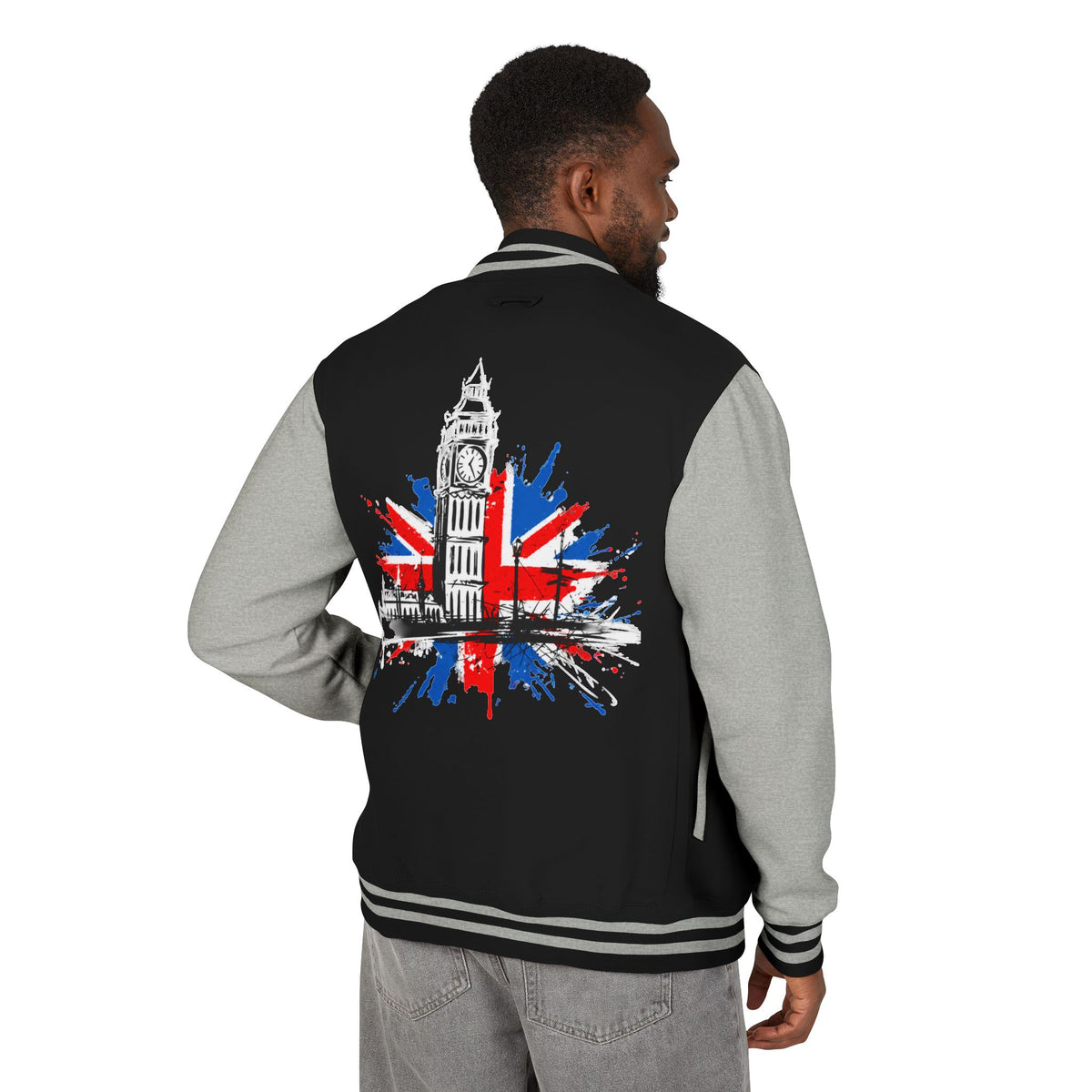 London Big Ben Union Jack Letterman Jacket