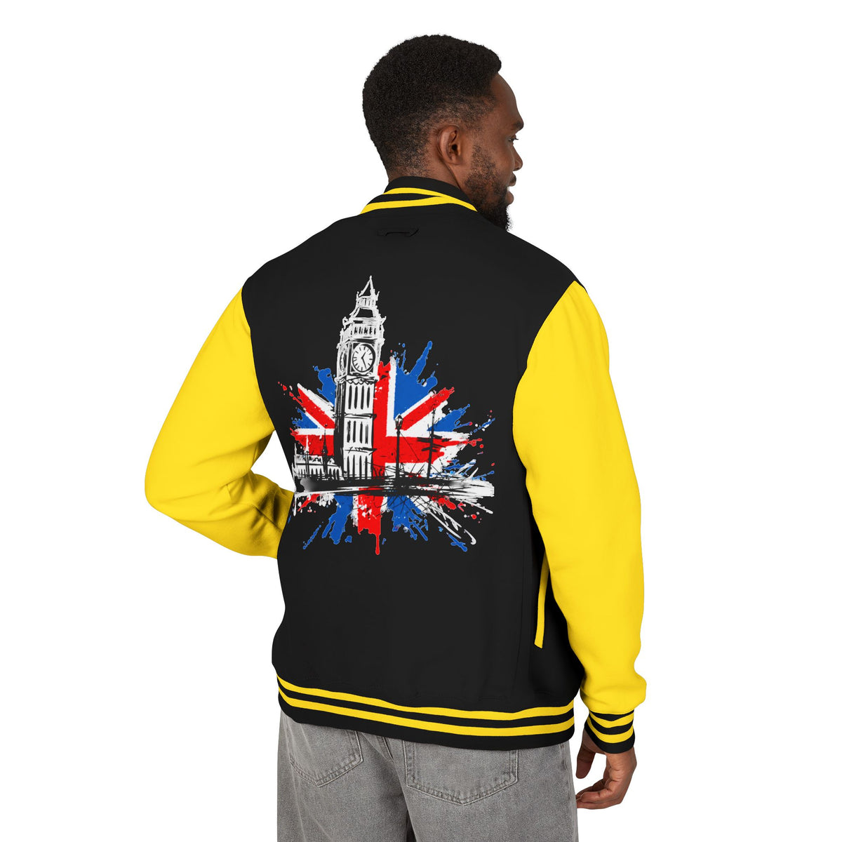 London Big Ben Union Jack Letterman Jacket