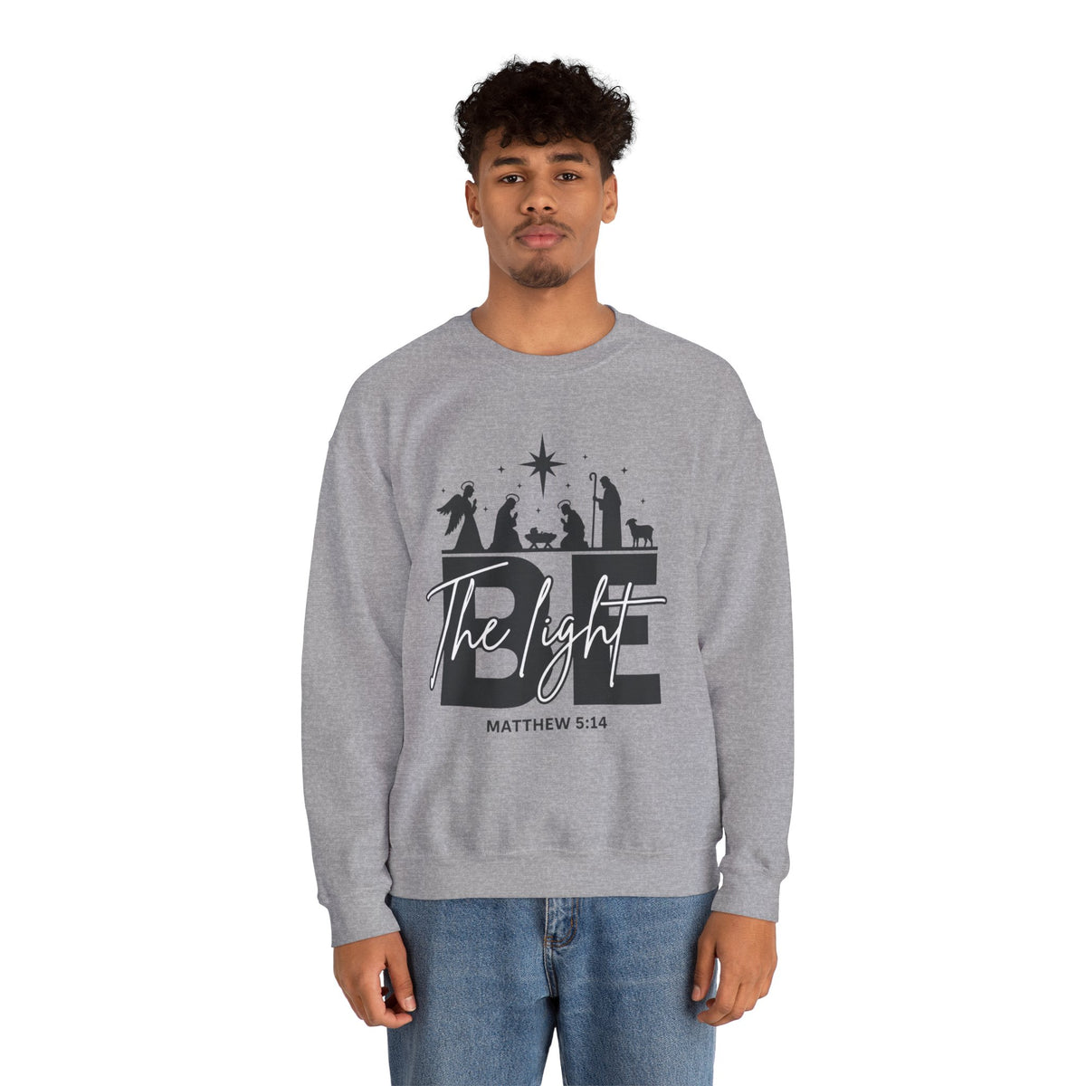 The Light Matthew 5:14 Christian Christmas Crewneck Sweatshirt