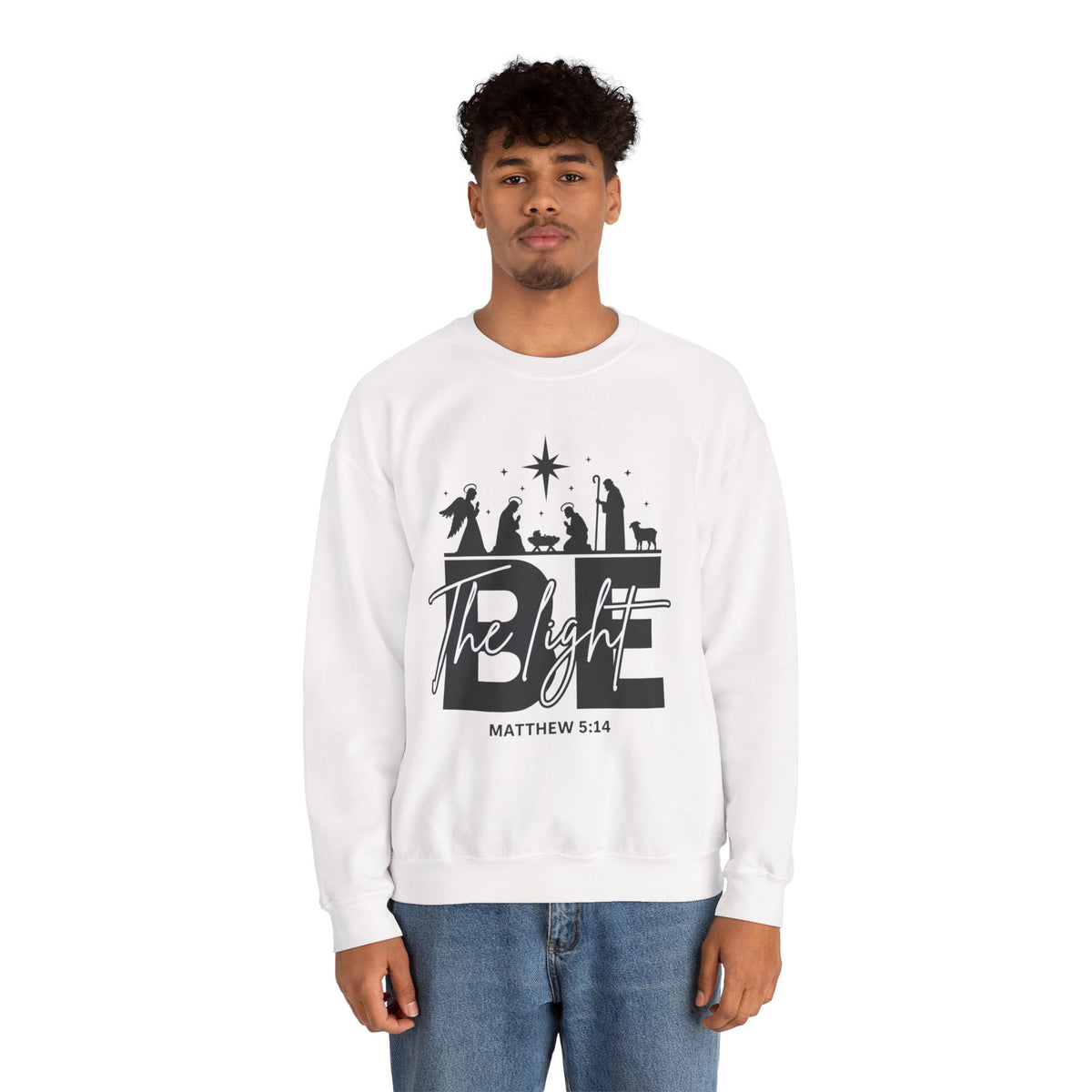The Light Matthew 5:14 Christian Christmas Crewneck Sweatshirt