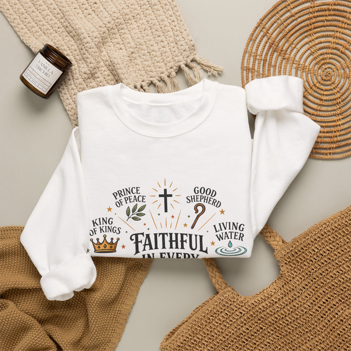 Faithful in Every Season Christian Crewneck Sweatshirt