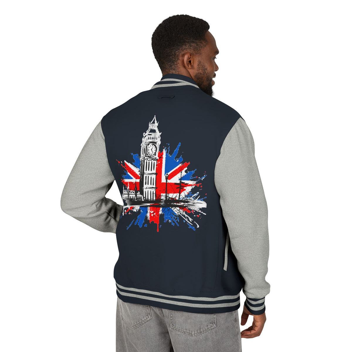 London Big Ben Union Jack Letterman Jacket